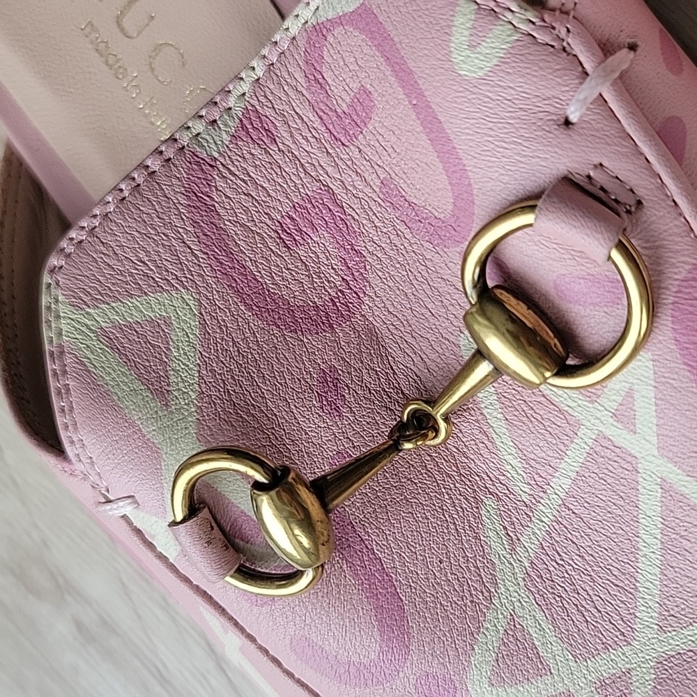 Gucci Pink Printed Ghost Princetown Horsebit Loafer Slides - Picture 4 of 9